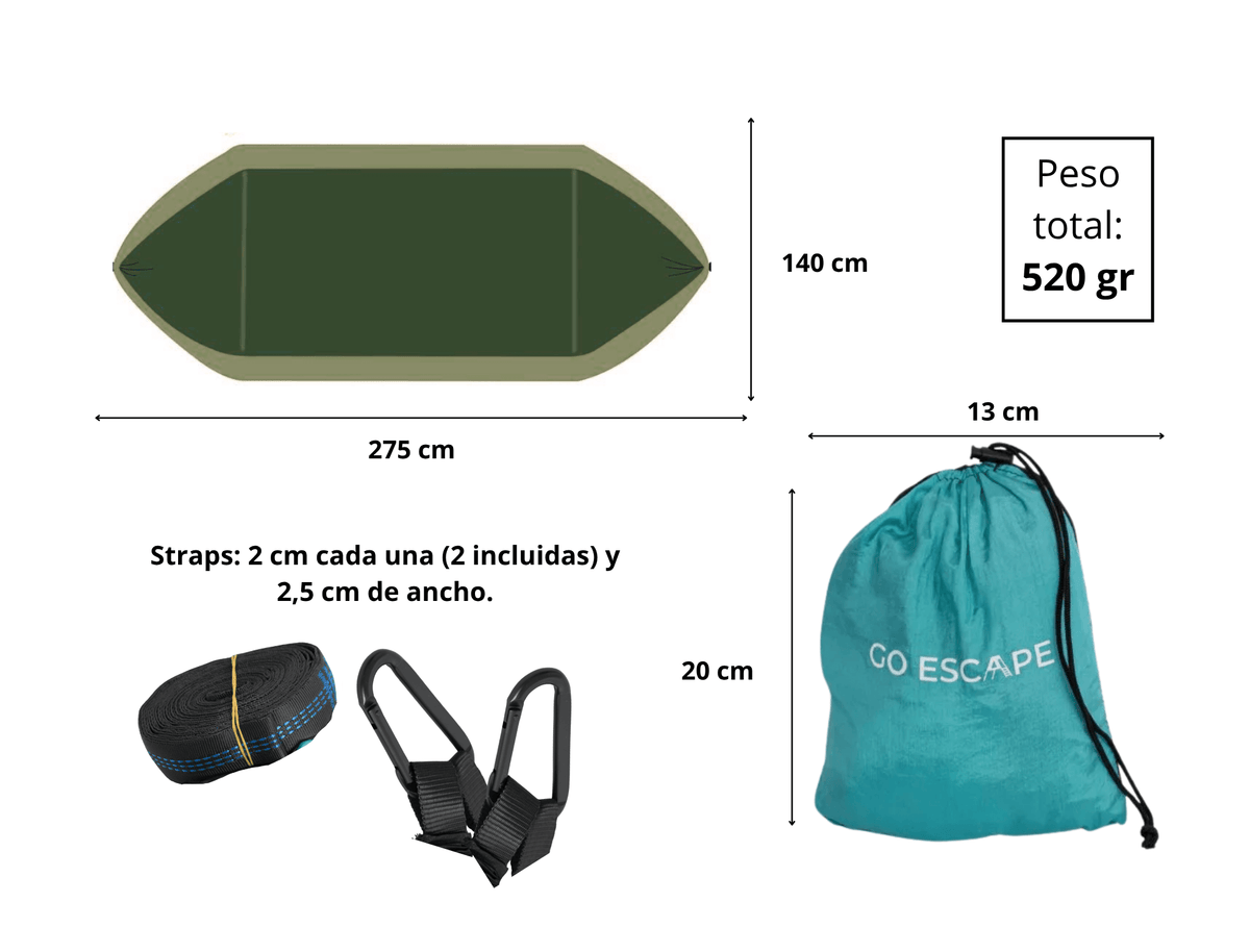 Hamaca plegable en bolsa